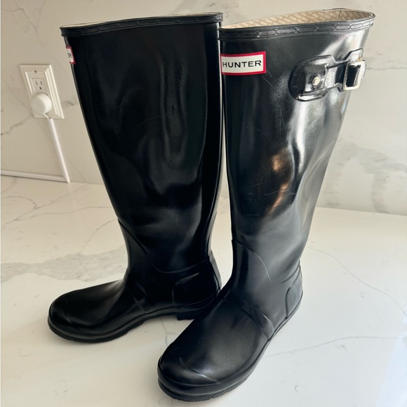HUNTER ORIGINAL RAIN BOOT- Tall high gloss black Hunter rain boot - Picture 3 of 8